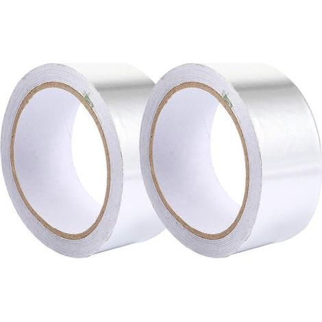 Packung mit 2 dicken, feuerhemmenden Aluminiumfolien-Wärmedämmbändern – 10 x 10 cm – Silber (1/3)