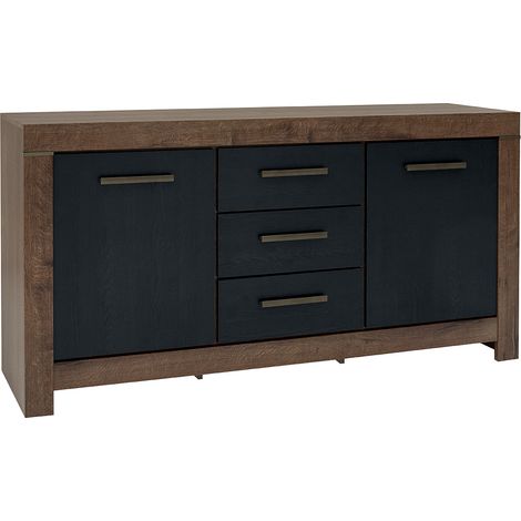 Credenza 2 ante 3 cassetti Adam Legno e Nero (1/5)