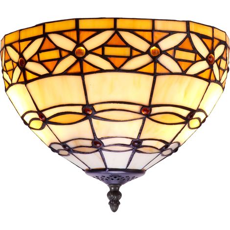 Plafonnier Tiffany moyen diamètre 30cm Série Ivoire