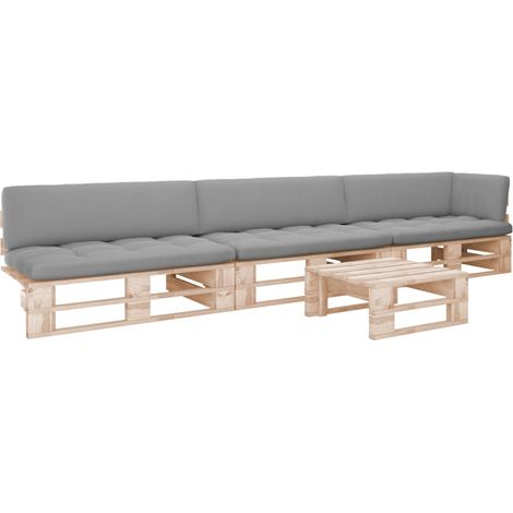 4-tlg. Paletten-Lounge-Set mit Kissen Imprägniertes Kiefernholz (1/5)
