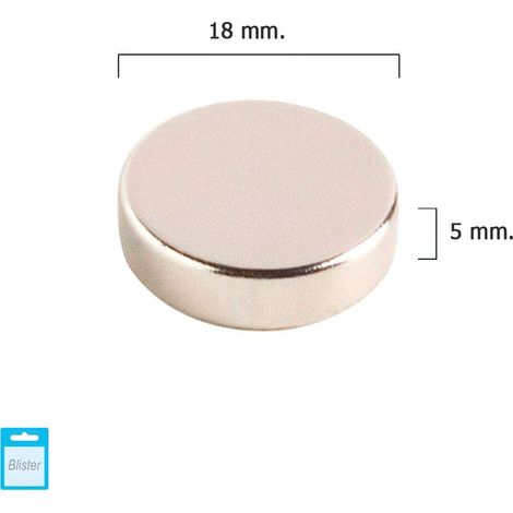 Aimant rond en néodyme Ø 18x5 mm. (Blister 1 pièce)