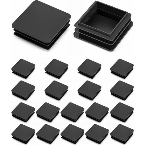 20 bouchons d'extrémité pour tubes carrés de 20 x 20 mm en plastique, bouchons pour tubes carrés, embouts de tuyaux, bouchons pour poteaux de tuyaux, pour tubes carrés (1/5)