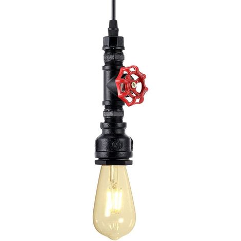 Kaelt - Créatif Vintage Pendentif Lumière Rétro Industriel Lustre Fer Conduite D'eau Suspendre Lumière Art déco E27 60W Maximum pour Café, Bar, Restaurant, Cuisine, Noir (1/5)