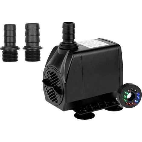 Pompe submersible silencieuse, débit réglable, avec éclairage LED, câble de 1,95 m (3000 L/H, 60 W, hauteur manométrique 3 m) (1/5)