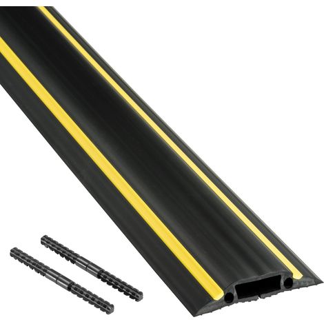D-Line FC83H Canalina Pavimento, Canalette Elettriche, Passacavi Calpestabile, Passacavo a Pavimento - Cavità per cavi = 30mm (Larghezza) x 10mm (Altezza) - 1,8m Lunghezza - Nero e Giallo (1/4)