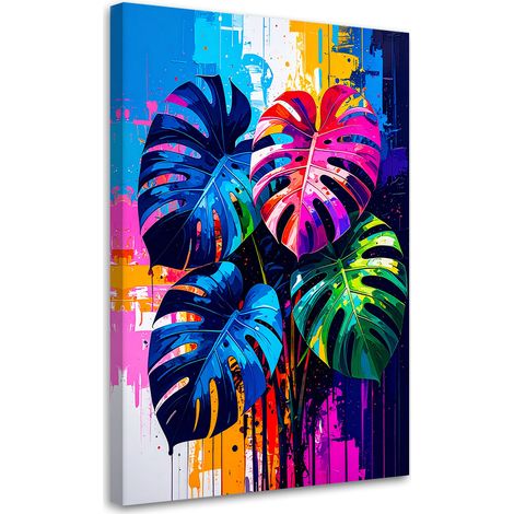 Wandbild Bunte Monstera Blätter 40x60 cm