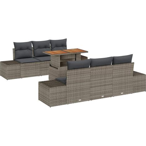 Garden Dining Set with Cushion 7 pcs Grey and Brown vidaXL (1/5)