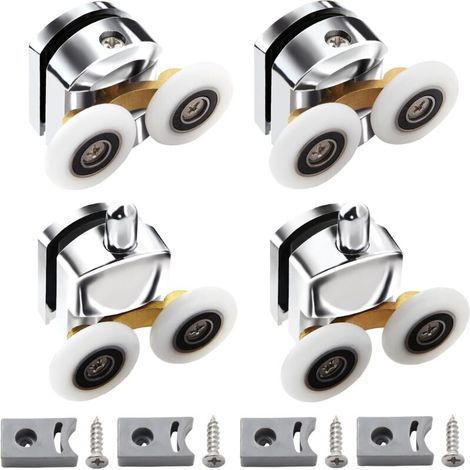 Set mit 4 Rollen für Duschtüren, Schiebetüren, Duschabtrennungen aus Glas, 23 mm (1/4)