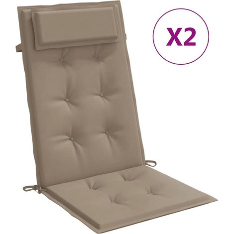 Coussins de chaise à dossier haut lot de 2,Coussins d'extérieur taupe tissu oxford CFW374690 (1/5)