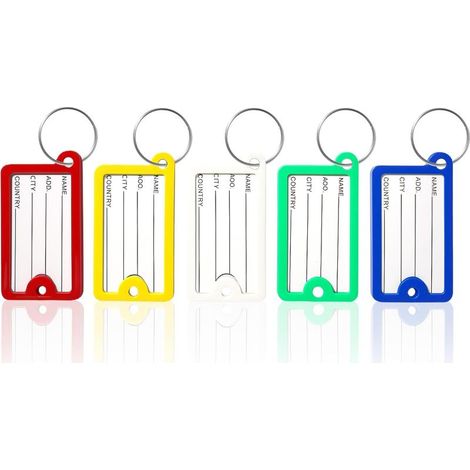 20Pcs Porte Clef Etiquette,Porte Clés Etiquette en Plastique,avec Étiquettes à Papier Ligné pour Porte Étiquette et Organisation (1/5)
