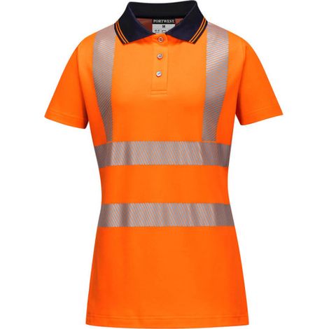 Polo de trabajo Pro para mujer de tejido transpirable flúor LW72 XL Naranja/Negro