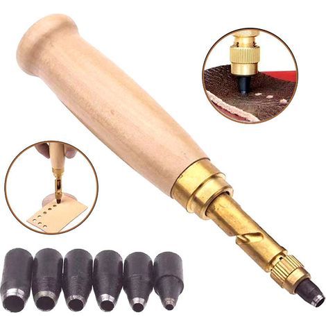 Emporte-pièce , Outil de Perforation de Cuir Automatique, Outil de Perforation pour Cuir Couture Poinçon Automatique Perforateur de Ceinture avec Tête de Frappe Embouts 1.5/2/2.5/3/3.5/4mm (1/5)