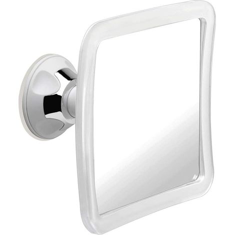 Miroir de douche antibuée 16 cm x 16 cm, miroir de rasage avec ventouse, petit miroir de salle de bain incassable, sans adhésif, grossissement x5 (1/5)