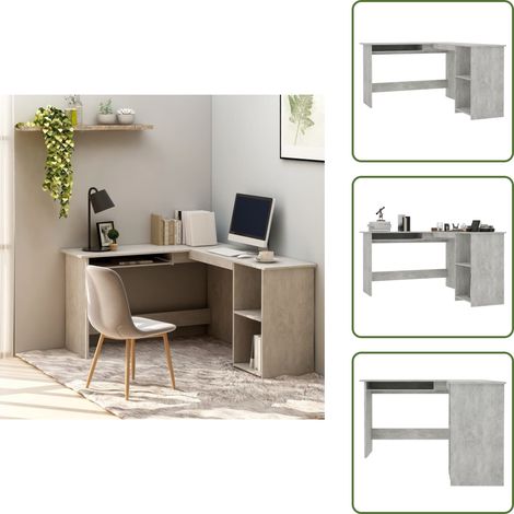 Eckschreibtisch in L-Form Betongrau 120x140x75 cm Holzwerkstoff - Eck Schreibtisch - Holz Schreibtisch - Büro Tisch - Home Office Möbel - Schreibtisch Grau (1/5)