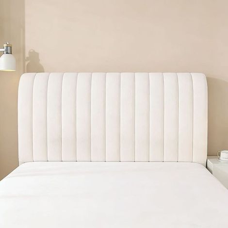 Coussin de tête de lit - 150 cm, Protection de tête de lit, Dossier moelleux, Beige (1/5)