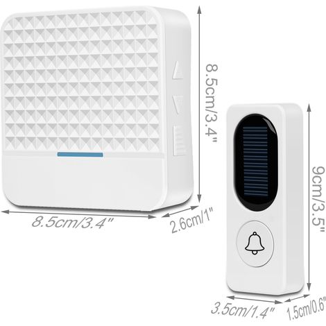 SHINING HOUSE Timbre inalámbrico Timbre electrónico solar inalámbrico, blanco 8,58,52,6 cm, 93,51,5 cm (1/3)