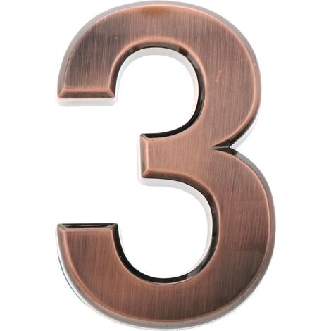 Plaque De Numéro De Porte Auto-adhésive En Plastique Cuivré Numéro 3 Chiffres Collants (1/5)