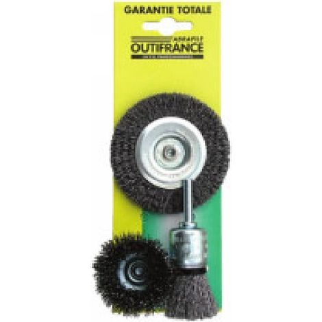 OUTIFRANCE Jeu de 3 brosses metalliques rotatives