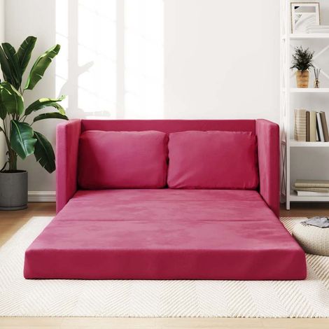 Canapé-Lit,Lit de jour,Lit de repos 2 en 1 rouge bordeaux 122x204x55 cm velours (1/5)