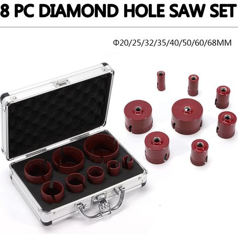 Diamanbohrkrone Vakuum 8 Teiliges Diamant Lochsägen Set Tragbarer Bohrer Kern Bits M14 20/25/32/35/40/50/60/68mm für Granit Feinsteinzeug Fliesen