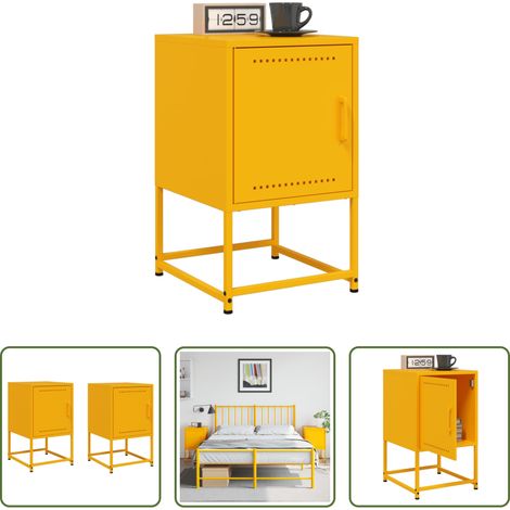 Meuble industriel -  Tables de chevet 2 pcs jaune moutarde 36x39x60,5 cm acier (1/5)