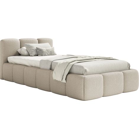 Selsey Cloudy Low – Polsterbett 90x200 cm, Bouclé Hellbeige