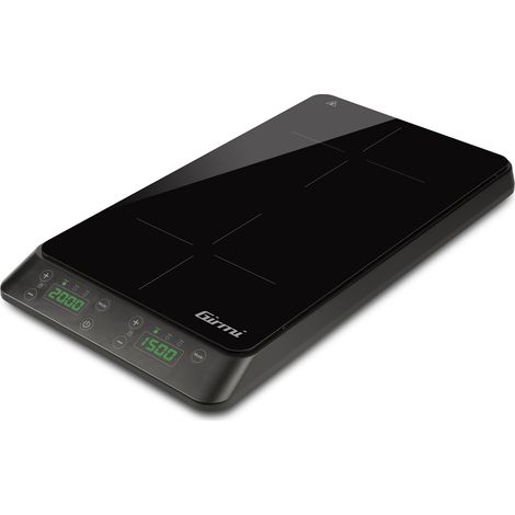 Girmi PI52 Fornello A Induzione Doppio 3500W (2000W+1500W), Display Digitale, Timer 180 Min, Compatibile Pentole Ø 8-26 Cm (1/2)