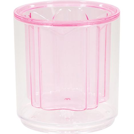 PORTE-STYLO ROTATIF EN PLASTIQUE POUR BRICOLAGE, TASSE, ORGANISATEUR DE BUREAU TRANSPARENT, ÉCOLE ET BUREAU (Rose) (1/5)