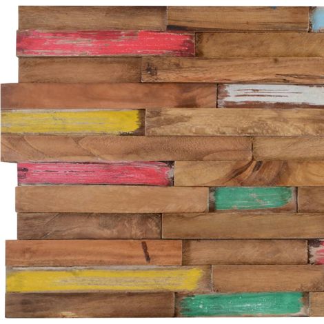 INLIFE Panneaux de revêtement mural 10 pcs 1,03 m² Bois de teck solide (1/5)