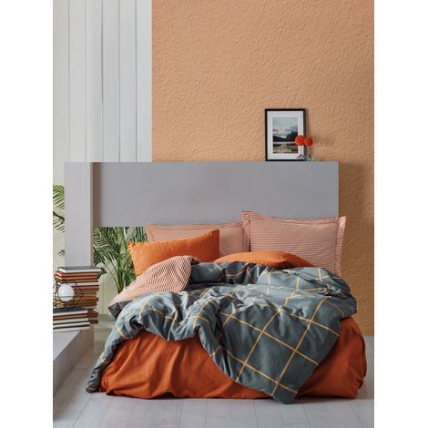 Funda nórdica, funda nórdica, ropa de cama Set 100% Algodón Cinnamon Dark Azul (1/2)