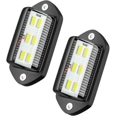 2 Pz Lampada Targa a LED, DC12-24V 6 LED Impermeabile luce Posteriore Luce Targa per Auto Camion Furgone SUV Trailer Van RV Campeggio, Auto,Nero (1/5)