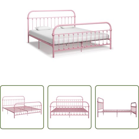 vidaXL Bettgestell 180x200 cm -  Bettgestell Rosa Metall 180x200 cm (1/5)