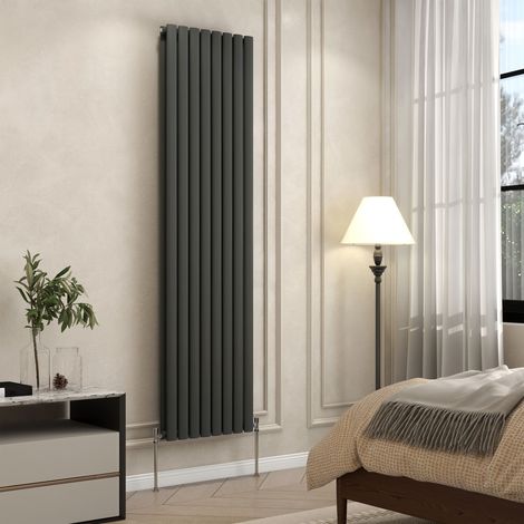 AVER-GROWTH Anthracite Radiator Vertical Oval Column Double Panel Rad 1800x472mm (1/5)