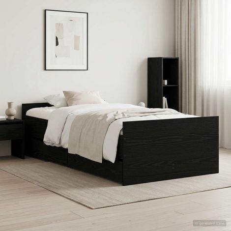 Estructura de cama Roble Negro 90 x 200 cm Madera de ingeniería (1/5)