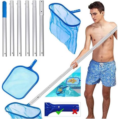 Epuisette de Fond Piscine,Epuisette Piscine Fond,Epuisette avec Poteaux Réglables,Piscine Kit Nettoyage,épuisette Surface,épuisette profonde pour piscine, aquarium - (1/5)