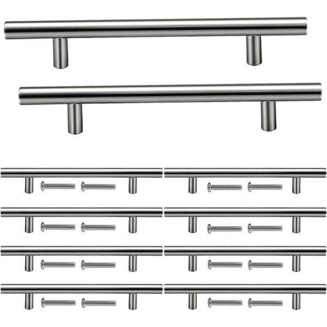 10 Pièces Poignée Argent de Meuble Cuisine en Acier Inoxydable, Trous de 125 mm Entraxe Poignées de Meubles en Acier Inoxydabl[343] (1/4)