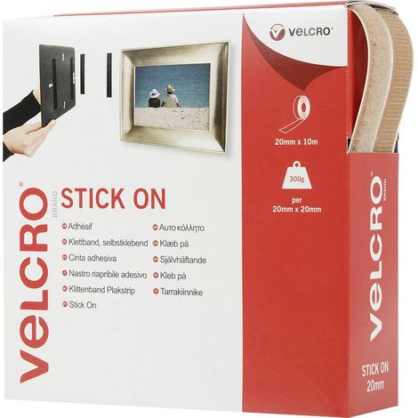 VELCRO® VEL-EC60221 Bande auto-agrippante à coller partie velours et partie agrippante (L x l) 10000 mm x 20 mm beige 1