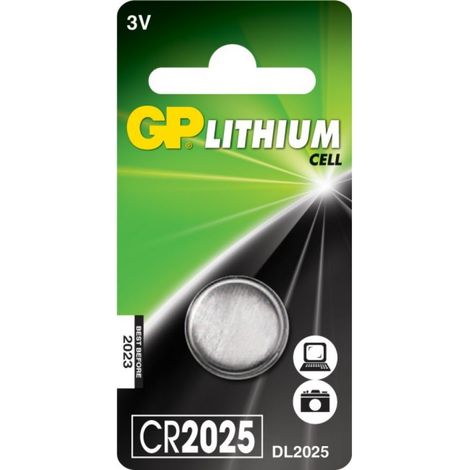 GP Battery Batteria al Litio a Bottone 3V CR2025 (Blister 1 Pezzo)