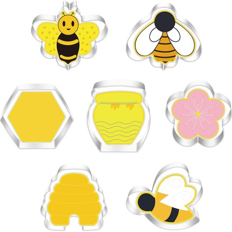 Bee Cookie Cutters, 7 Pcs Stainless Steel Bee Cookie Cutter for Cake Decorating Icing Sugar Paste (1/5)