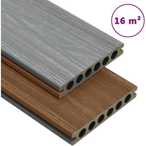 vidaXL Panneaux de terrasse et accessoires WPC Marron/gris 16 m² 2,2 m (1/5)