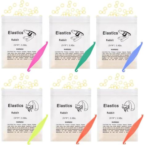 Paquete de 600 elásticos ortodóncicos para aparatos de ortodoncia, elásticos para espacios interdentales y dientes mal alineados, con 6 posicionadores, diseños de conejo y zorro (3/16 de pulgada, 1/4 (1/5)