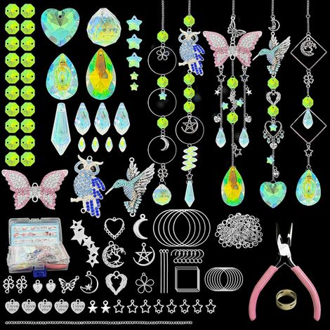 244 Pièces Kits de Fabrication de Attrape-Soleil,DIY Cristal Suncatchers,Pendentif Cristal à Suspendre Attrape-Lumière,pour décoration de fenêtre,décoration de jardin,avec crochet de suspension (1/5)