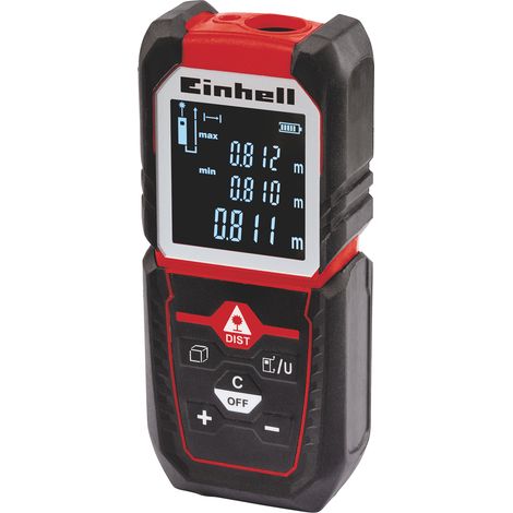 Einhell Laser-Distanzmesser TC-LD 50 (bis 50 m, Messreferenz Vorder-, Hinterkante oder Anschlagplatte, Pythagoras- und Absteck-Funktion)