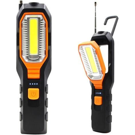 AIDUCHO Lampe D'inspection, Lampe Baladeuse Led Rechargeable, Lampe De Travail Cob, Lampe De Torches De Led, Avec Base Magnétique Et Crochet À Suspendre Pour Ateliers Automobile, Camping, Urgences (1/5)