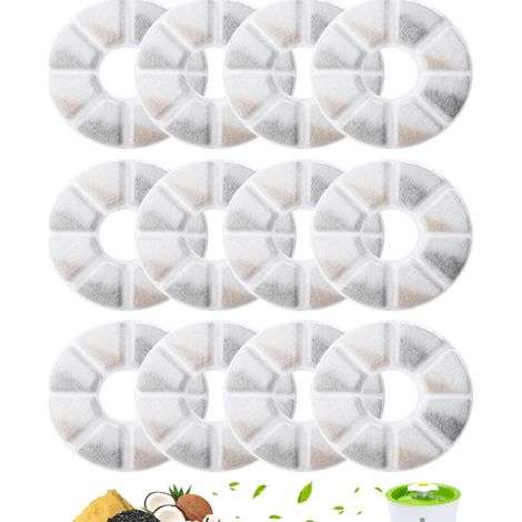 12 Pieces Filtre Fontaine Chat, Systèmes de Triple Filtrage, pour les Fontaines à Eau Filtrantes Philips, Filtre de Remplacement pour Fontaines à Eau de 2,0 à 2,5 L, Chats et Chiens (Rond)