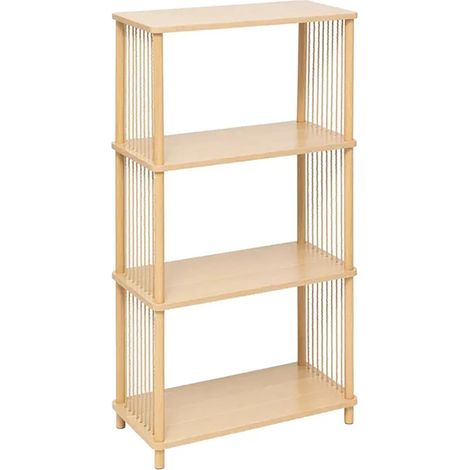 Etagère droite à 4 niveaux effet bois clair - Longueur 60 x Profondeur 30 x Hauteur 110 cm (1/5)