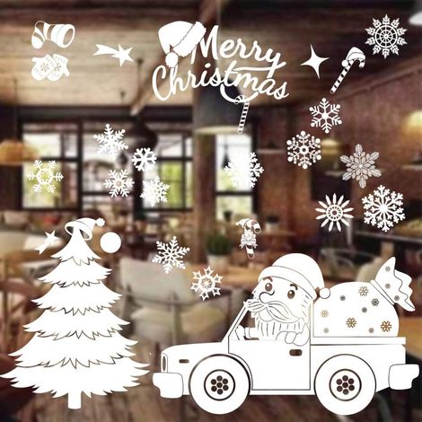 Santa Claus Autocollants,Noël Autocollants Fenetre Noël Stickers,Noël Stickers Décoration DIY Fenêtres Stickers,Décoration DIY Fenêtres Stickers,Autocollant Noël FenêTre GROOFOO (blanche,815) (1/5)