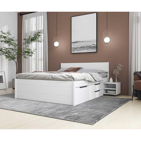 Inter Link Letto, Pino, Bianco, 180x200 cm mit Kopfteil