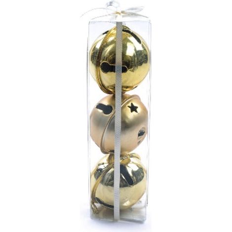 Campanellini natalizi in metallo color oro decorazioni di natale set da 3 (1/3)