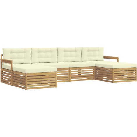 Sofa Sets with Cushion 6 pcs White and Cream Solid Acacia Wood vidaXL (1/5)